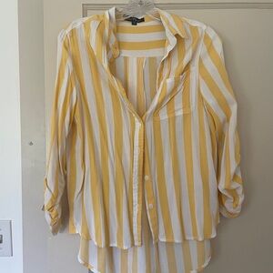 Velvet Heart Yellow and White Striped Button Down Shirt